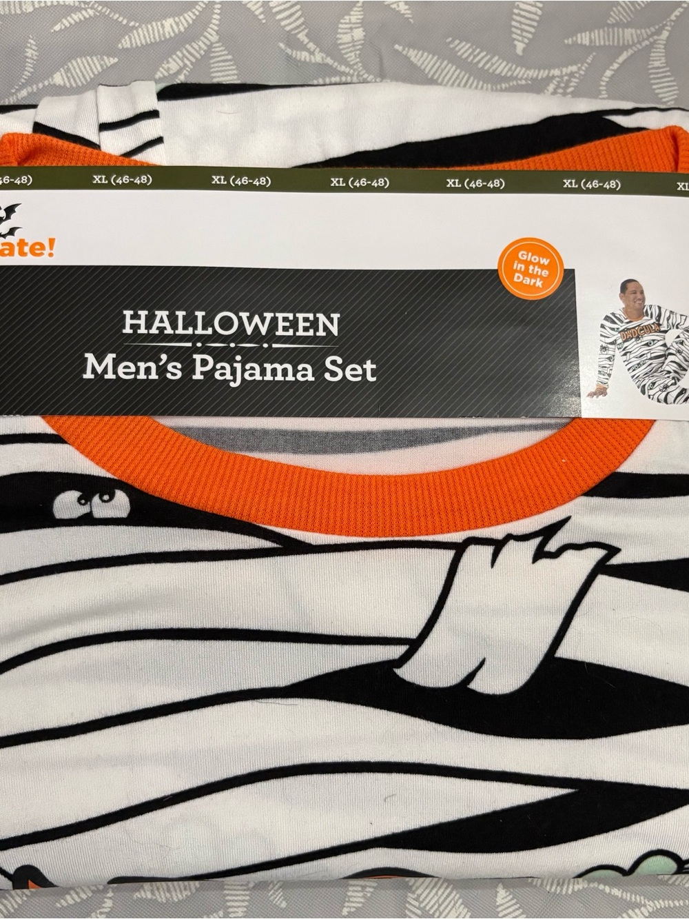 Halloween Men's Mummy Pajama Set - Orange & White